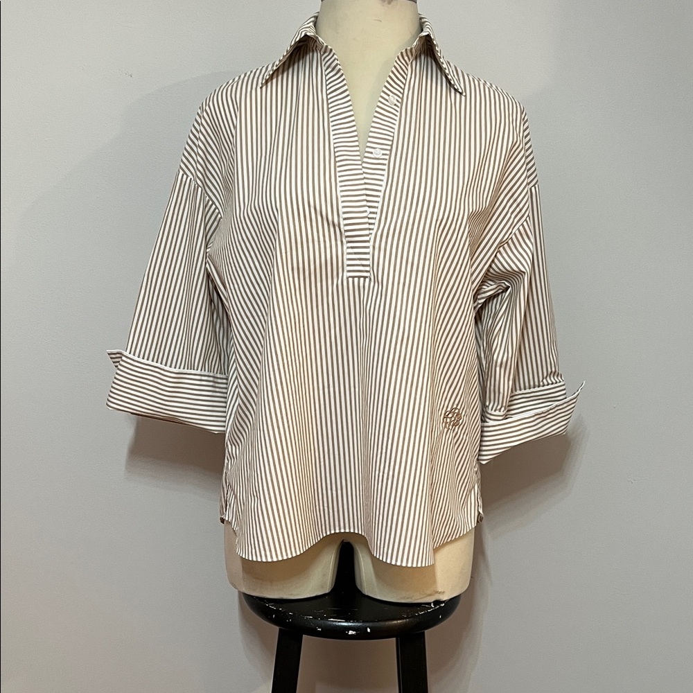 PURETOL by Petra Dieners Elegant Striped Women's Blouse Oversized Cuff Sleeve - Picture 1 of 11